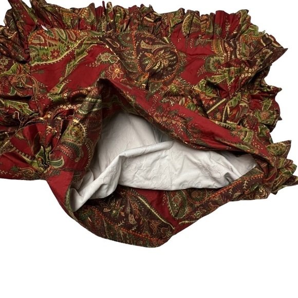 Pottery Barn Paisley Cotton King Ruffle Red Green Pillow Sham Multicolor **Lined - Picture 3 of 6